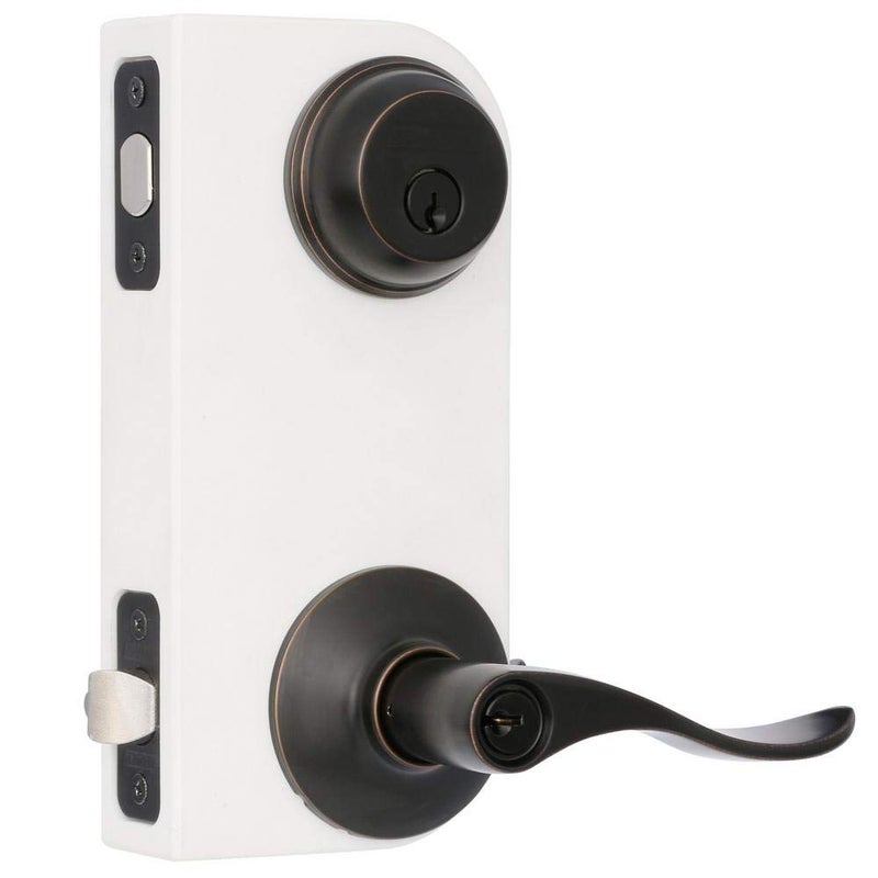 Schlage FB50N V Acc 716 Single Cylinder Deadbolt and Keyed Entry Accent Lever  Aged Bronze - Image 2